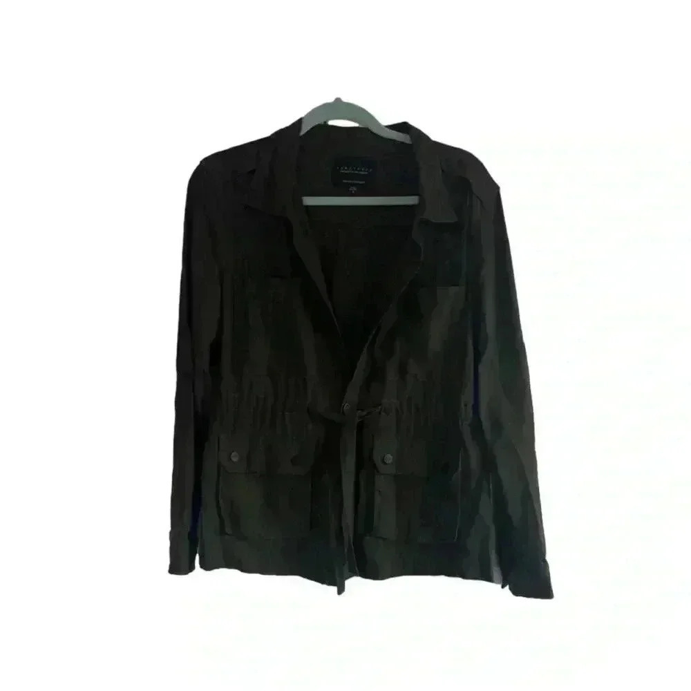 Sanctuary Olive Green Button Up Belted Cargo Jacket EUC Size Small